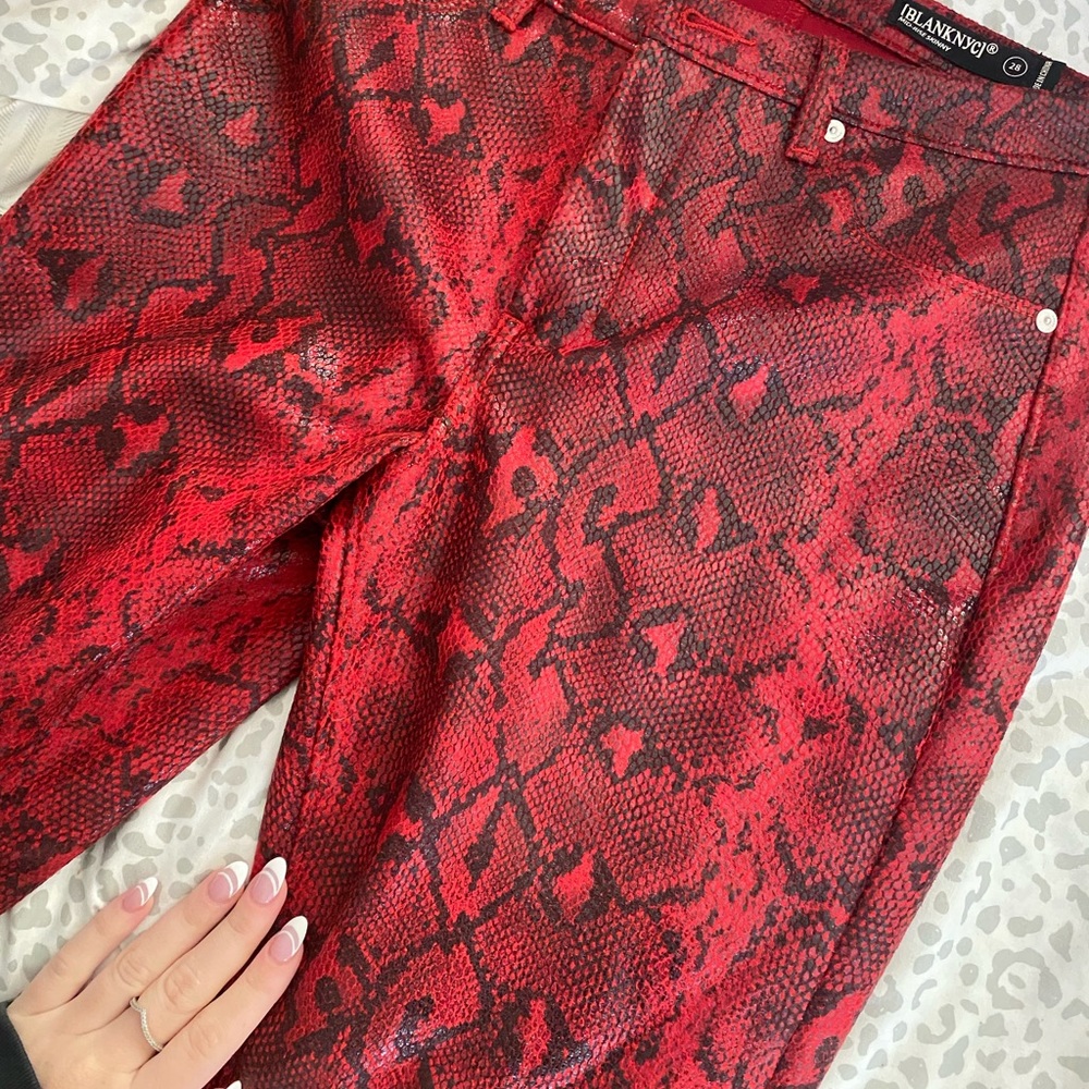 Blank nyc skinny red snake leather pants size 28